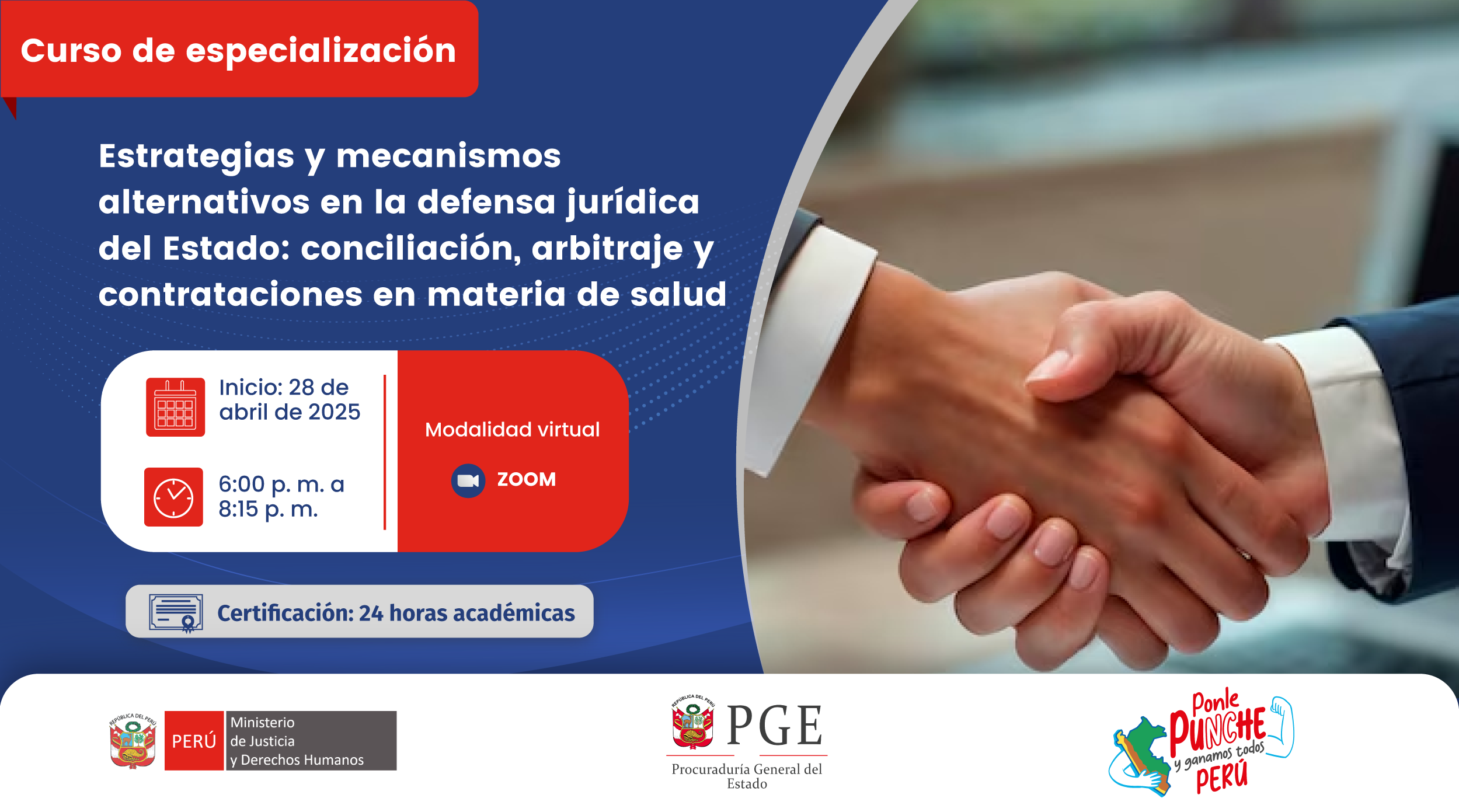 Curso de especialización: Estrategias y mecanismos alternativos en la defensa jurídica del Estado: conciliación, arbitraje y contrataciones en materia de salud